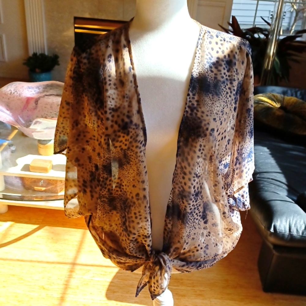 Collective Concepts Navy & Taupe Cheetah Print Layering Piece size Large